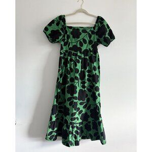Orla Kiely Regatta Midi Green and Black Paisley Cotton Summer Dress Size M Boho